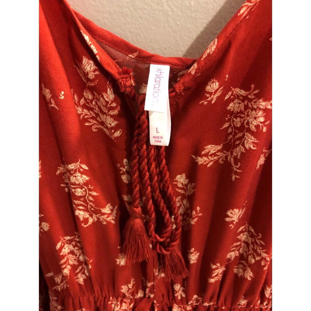 Xhilaration burgundy floral maxi romper - Picture 2 of 6